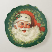 魅力的クリスマスレトロヴィンテージすてきサンタ ラウンドクッション (裏面)
