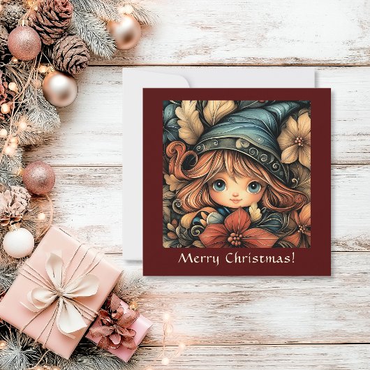 魅力的クリスマス小妖精や小人カスタマイズ シーズンカード