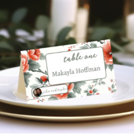 魅力的クリスマス結婚とロマンチックな写真 プレイスカード