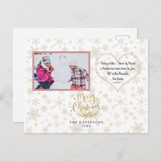 魅力的クリスマス聖書の一節メッシファミリー写真 シーズンポストカード (正面/裏面)