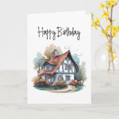 魅力的コテージハッピーバースデーカード カード (黄色い花)