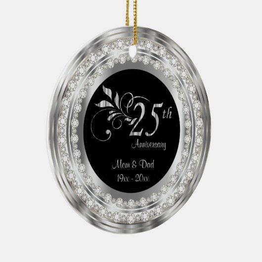魅力的シルバー結婚25周年記念 セラミックオーナメント (右)
