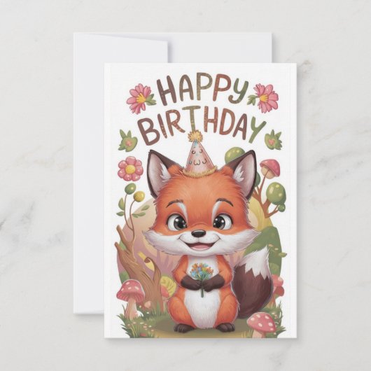 魅力的シンプルキツネ誕生日 カード (正面)