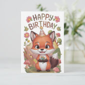 魅力的シンプルキツネ誕生日 カード (スタンド正面)