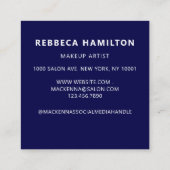 魅力的シンプルレトロメイクアップアーティストブルー スクエア名刺 (裏面)