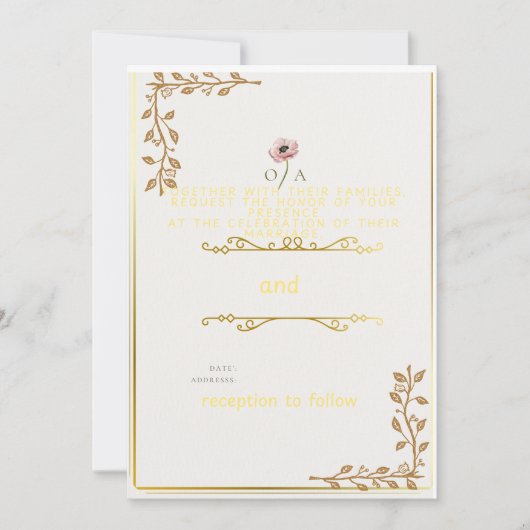 魅力的シンプル結婚式招待状 招待状 (正面)