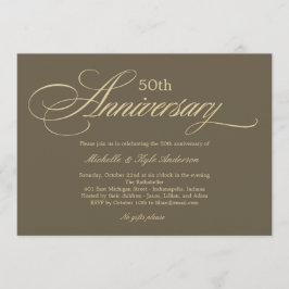 魅力的スクリプトアニバーサリー招待状 - ゴールド 招待状