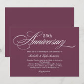 魅力的スクリプトアニバーサリー招待状 - 紫 招待状 (正面/裏面)