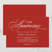 魅力的スクリプト・アニバーサリー招待状 - 赤 招待状 (正面/裏面)