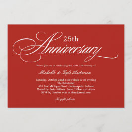 魅力的スクリプト・アニバーサリー招待状 - 赤 招待状