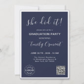 魅力的スタイリッシュな卒業招待状テンプレート 招待状 (裏面)