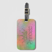 魅力的ティアラ、プリンセス、カラフルグリッター ラゲッジタグ (正面縦)
