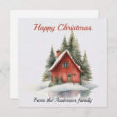 魅力的ハウスウッドクリスマスウォーター色 シーズンカード (正面/裏面)
