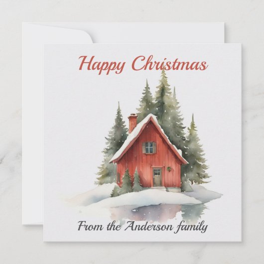 魅力的ハウスウッドクリスマスウォーター色 シーズンカード (正面)