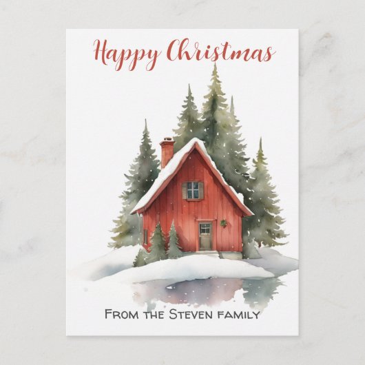 魅力的ハウスウッドクリスマスウォーター色 ポストカード (正面)