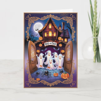 魅力的ハロウィーンキャット&カボンプキンハウス カード