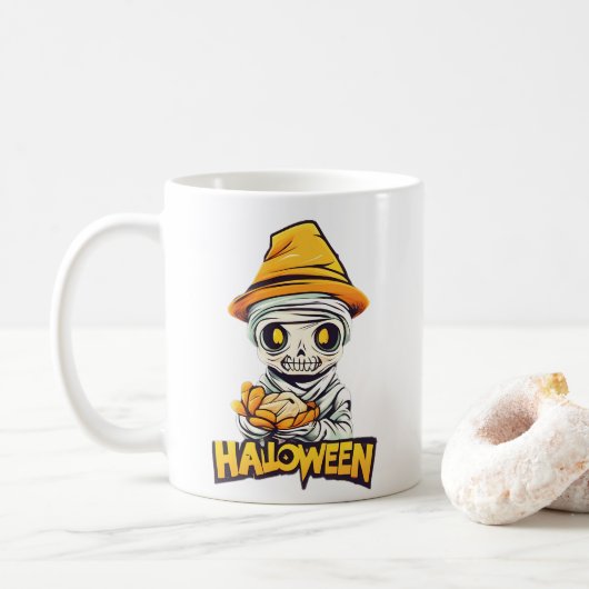 魅力的ハロウィーンミイラデザインかわいい不気味と コーヒーマグカップ (ドーナツ)