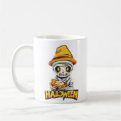魅力的ハロウィーンミイラデザインかわいい不気味と コーヒーマグカップ (左)