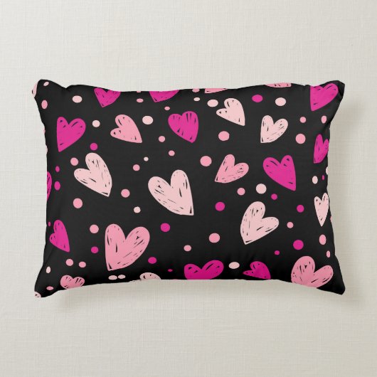 魅力的ハートとドットパターン アクセントクッション (正面)