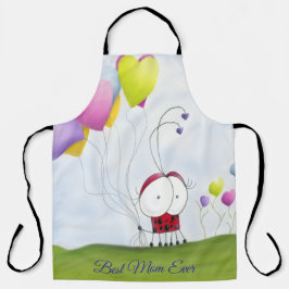 魅力的ハートバルーン付きカラフルラディバグ エプロン