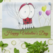 魅力的ハートバルーン付きカラフルラディバグ キッチンタオル (折り畳み)