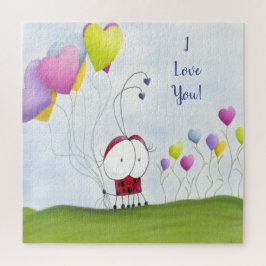 魅力的ハートバルーン付きカラフルラディバグ ジグソーパズル