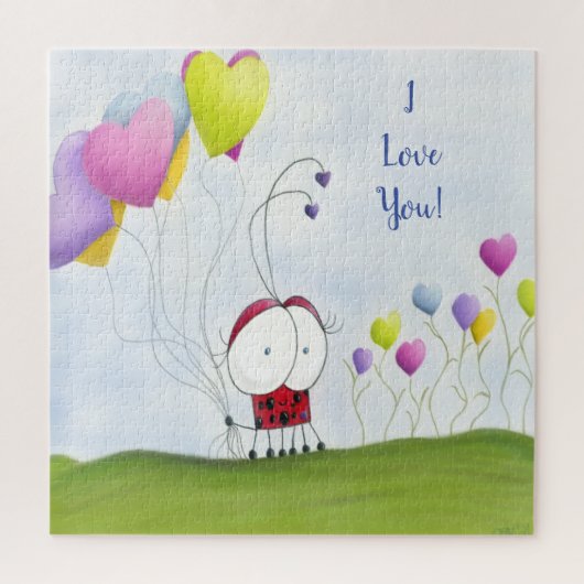 魅力的ハートバルーン付きカラフルラディバグ ジグソーパズル (縦)