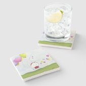 魅力的ハートバルーン付きカラフルラディバグ ストーンコースター (横)