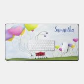 魅力的ハートバルーン付きカラフルラディバグ デスクマット (キーボード&マウス)