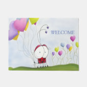 魅力的ハートバルーン付きカラフルラディバグ ドアマット (正面)