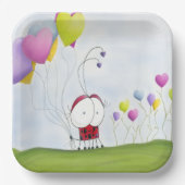 魅力的ハートバルーン付きカラフルラディバグ ペーパープレート (正面)