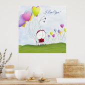 魅力的ハートバルーン付きカラフルラディバグ ポスター (キッチン)