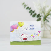 魅力的ハートバルーン付きカラフルラディバグ ポストカード (スタンド正面)