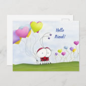 魅力的ハートバルーン付きカラフルラディバグ ポストカード (正面/裏面)