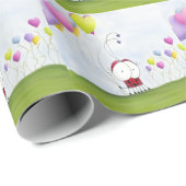 魅力的ハートバルーン付きカラフルラディバグ ラッピングペーパー (ロールコーナー)