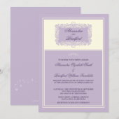 魅力的ハートフレーム結婚式招待状(薄紫) 招待状 (正面/裏面)
