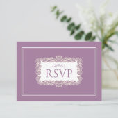 魅力的ハートRSVPカード（紫） 出欠カード (スタンド正面)