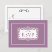 魅力的ハートRSVPカード（紫） 出欠カード (正面/裏面)