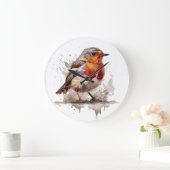 魅力的バックヤードロビン ラージ壁時計 (ホーム)