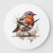 魅力的バックヤードロビン ラージ壁時計 (正面)