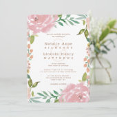 魅力的バラヴィンテージほこりっぽいピンク結婚フローラ 招待状 (スタンド正面)