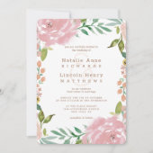 魅力的バラヴィンテージほこりっぽいピンク結婚フローラ 招待状 (正面)