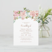 魅力的バラヴィンテージほこりっぽいピンク結婚フローラ 招待状 (スタンド正面)