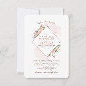 魅力的バラヴィンテージダスティピンクダイヤ結婚モンド 招待状 (正面)