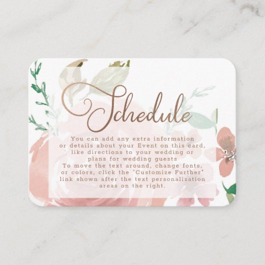 魅力的バラヴィンテージダスティピンク結婚スのスケジュール エンクロージャーカード (正面)