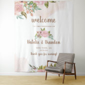 魅力的バラヴィンテージダスティピンク結婚ズ・ウェルカム タペストリー (インサイチュ)