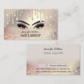 魅力的バラ金ゴールドキラキラした髪&メイクアップ 名刺 (正面/裏面)