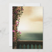 魅力的バルコニー付きピンクローゼスビーチキンセアニラ 招待状 (裏面)