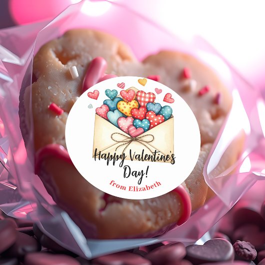 魅力的バレンタインデーの封筒(ハート付き) ラウンドシール