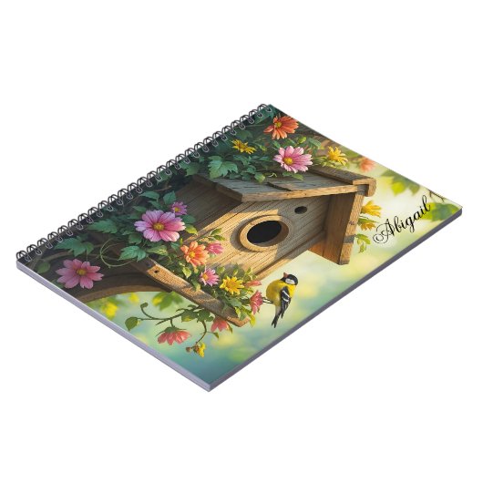 魅力的バードハ鮮やかウス夏の花素晴らしの木 ノートブック (左側)